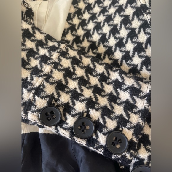 Magaschoni Wool Y2k Houndstooth Black & White Blazer Jacket Buttons Lined Small - Picture 8 of 10